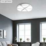 Modern White Round Ceiling Light For Kitchen Metal Flush Mount - 16’/19.5’ Lights With Black Accents