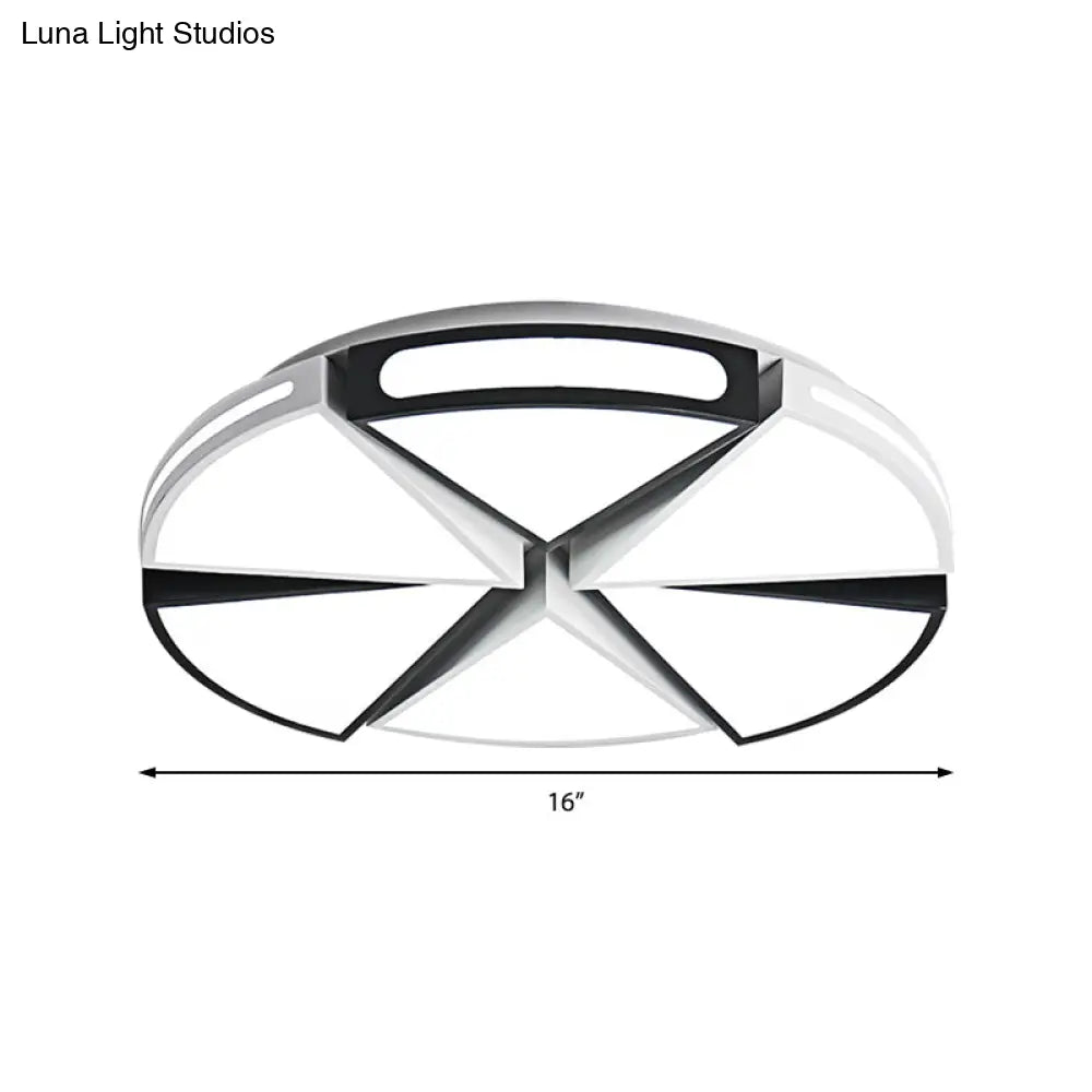 Modern White Round Ceiling Light For Kitchen Metal Flush Mount - 16’/19.5’ Lights With Black Accents