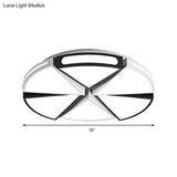 Modern White Round Ceiling Light For Kitchen Metal Flush Mount - 16’/19.5’ Lights With Black Accents