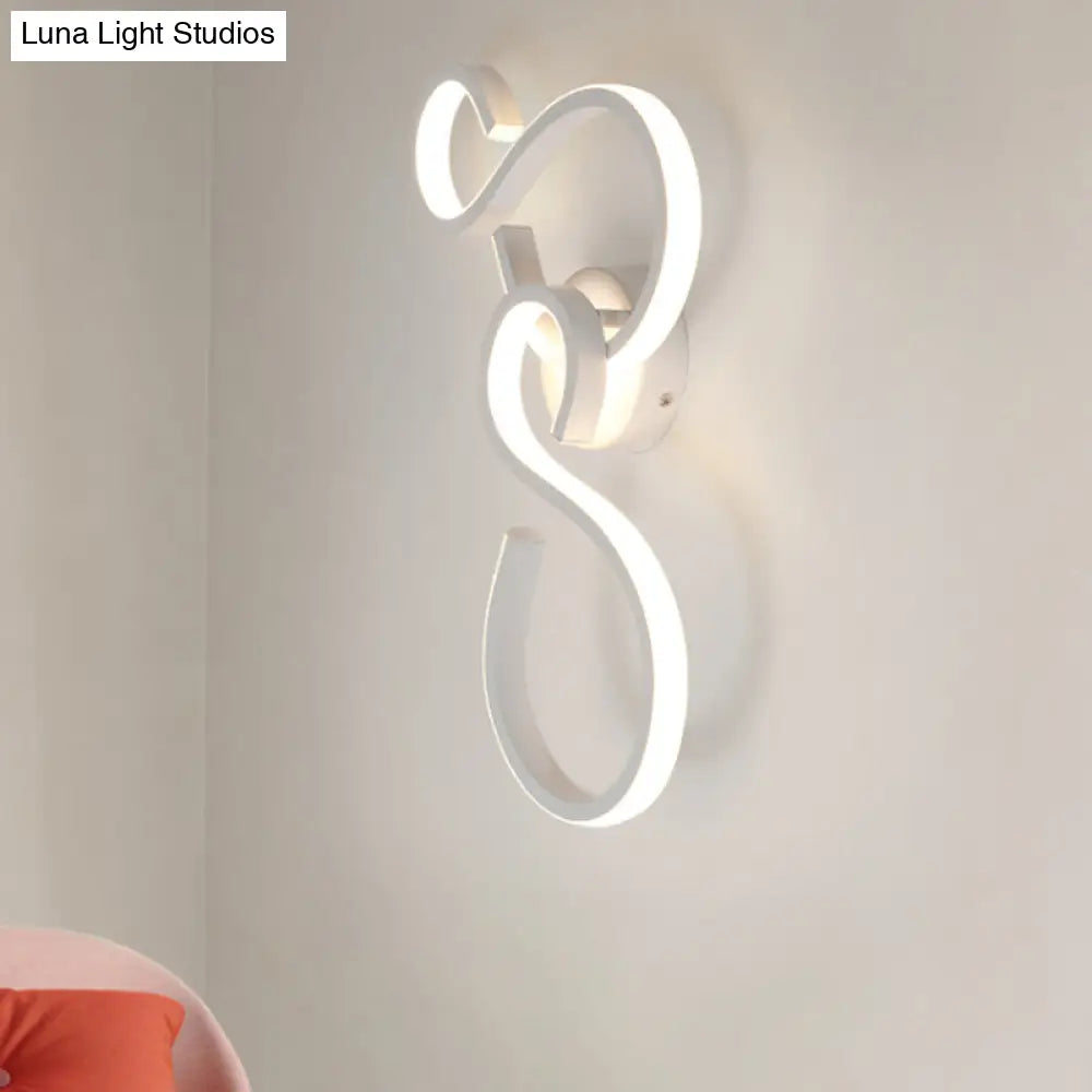 Modern White Spiral Wall Sconce Light With Acrylic Led For Living Room