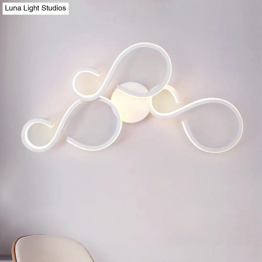 Modern White Spiral Wall Sconce Light With Acrylic Led For Living Room