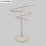 Modern White Swirly Led Desk Lamp With Metal Base - Minimalist Task Lighting Warm/White Light