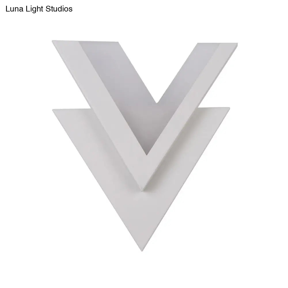 Modern White V-Neck Flush Mount Led Wall Light Sconce In Warm/White