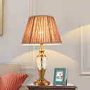 Modern Wide Flare Reading Light - Fabric Shade 1 Head Coffee Nightstand Lamp | Available In 14 Or 16