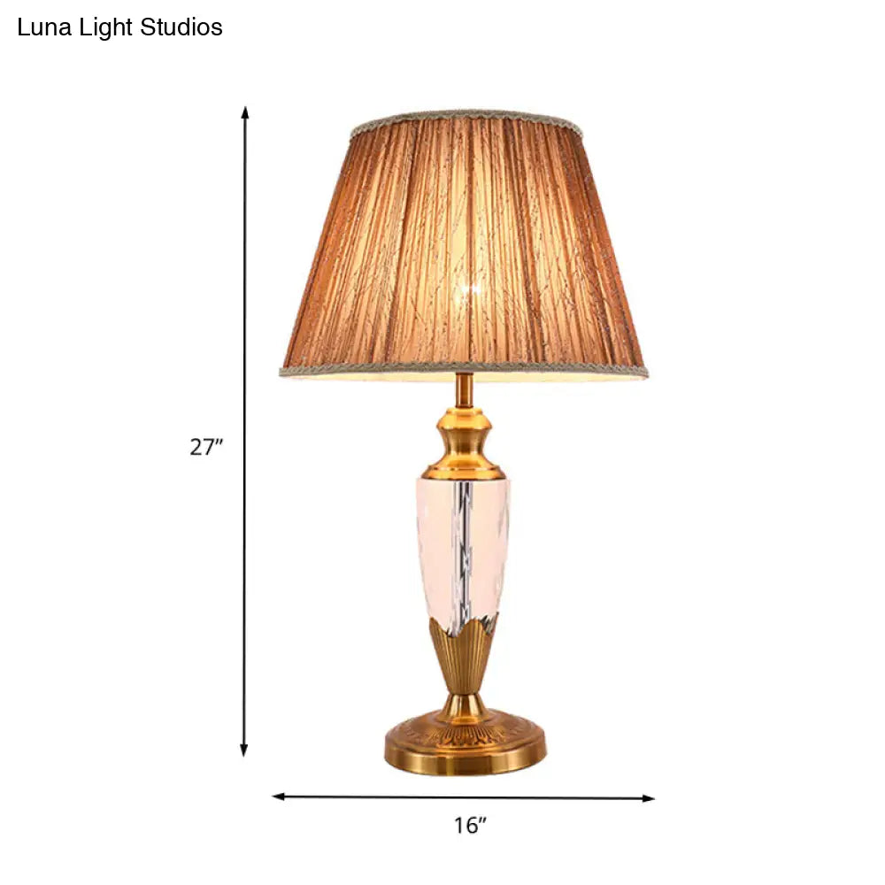 Modern Wide Flare Reading Light - Fabric Shade 1 Head Coffee Nightstand Lamp | Available In 14 Or 16