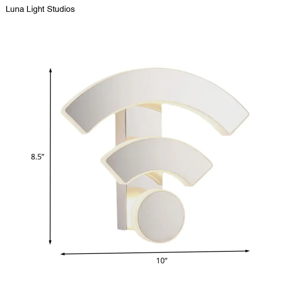 Modern Wifi Logo Sconce Light: Acrylic Led Wall Lamp In Warm/White Light For Bedroom
