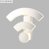 Modern Wifi Logo Sconce Light: Acrylic Led Wall Lamp In Warm/White Light For Bedroom