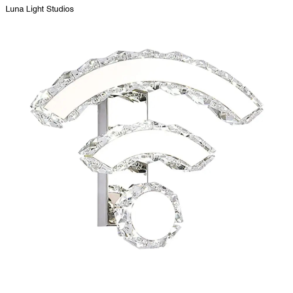 Modern Wifi Wall Mounted Black Crystal Led Sconce With Warm/White Lighting