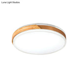 Modern Wood And Iron Ceiling Light Flush Mount In White/Gold - Warm White Indoor Fixture