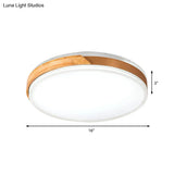 Modern Wood And Iron Ceiling Light Flush Mount In White/Gold - Warm White Indoor Fixture