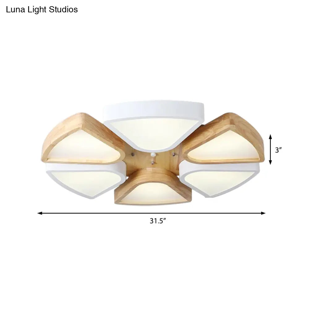 Modern Wood And Iron Flush Mount Ceiling Lights For Living Room - 4/6 Warm/White