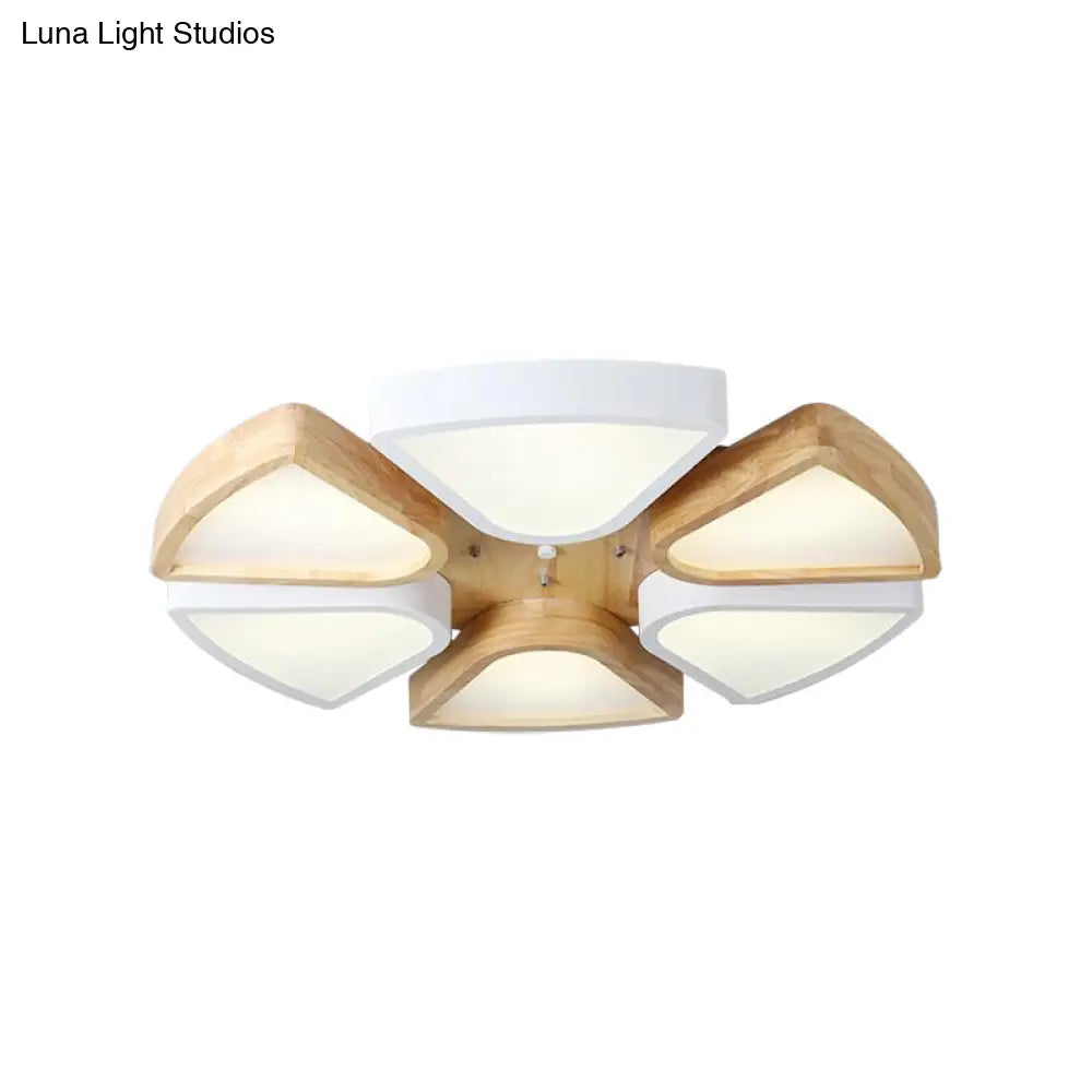 Modern Wood And Iron Flush Mount Ceiling Lights For Living Room - 4/6 Warm/White