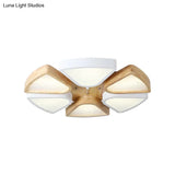 Modern Wood And Iron Flush Mount Ceiling Lights For Living Room - 4/6 Warm/White