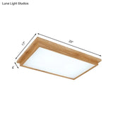 Modern Wood-Beige Led Ceiling Light With Acrylic Diffuser - 10’/17’ Wide