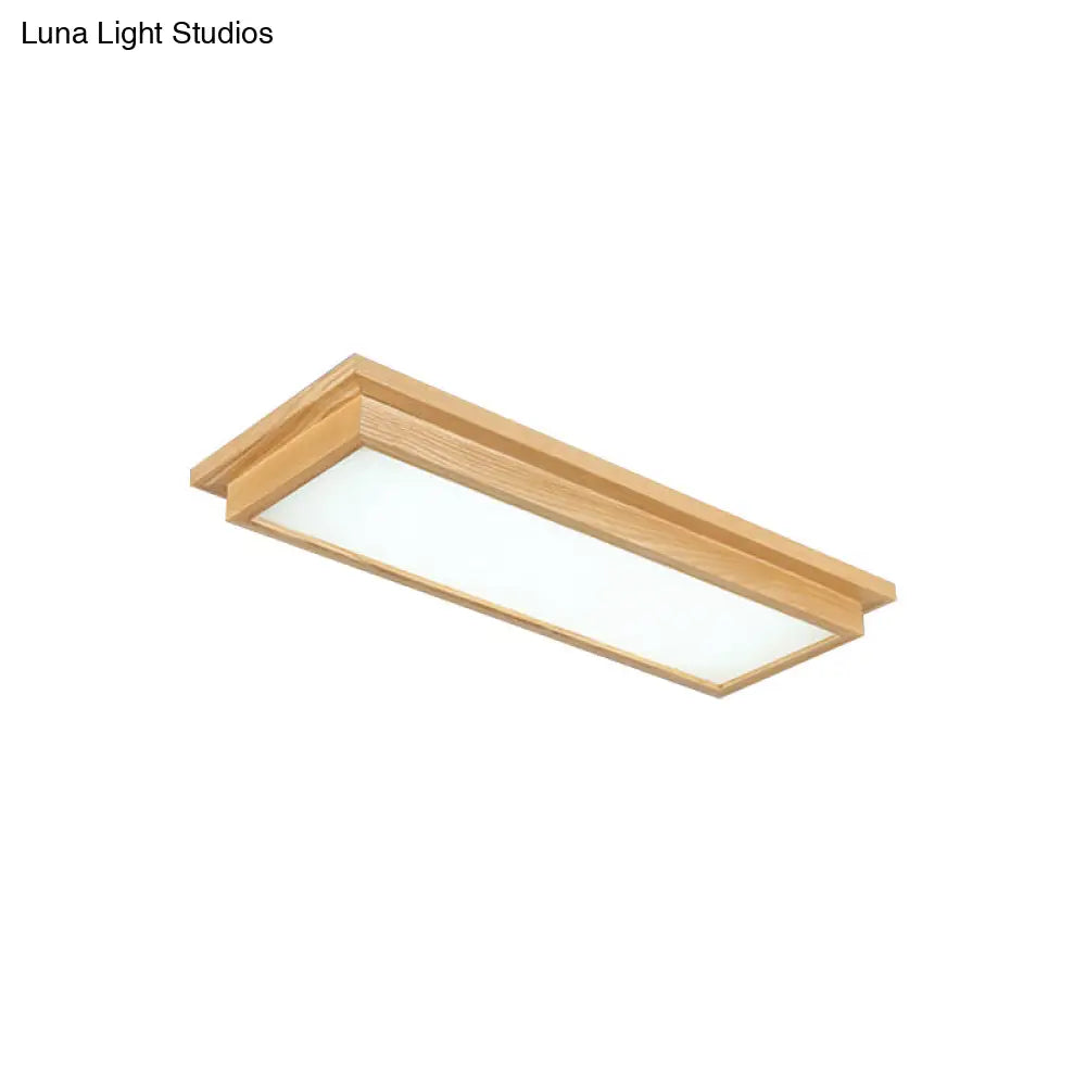 Modern Wood-Beige Led Ceiling Light With Acrylic Diffuser - 10’/17’ Wide