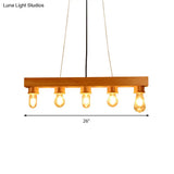 Modern Wood Bubble Hanging Ceiling Light With 5 Beige Heads Ideal For Dining Room