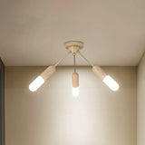 Modern Wood Capsule Semi Mount Ceiling Lamp For Bedroom - Beige 3/5 - Light 3 /