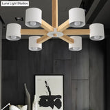 Modern Wood Cylindrical Kids Bedroom Pendant Light With Shade - Ceiling Chandelier