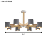 Modern Wood Cylindrical Kids Bedroom Pendant Light With Shade - Ceiling Chandelier