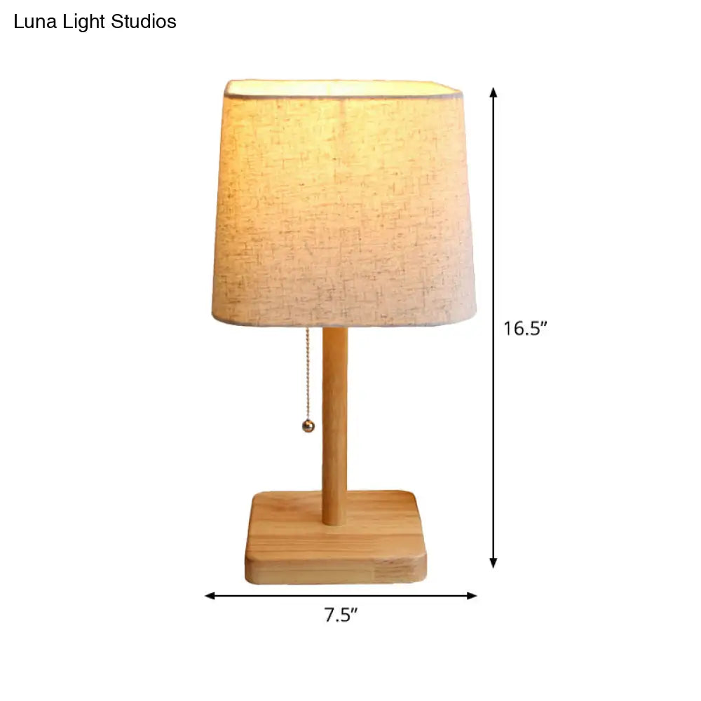 Modern Wood Desk Lamp With Fabric Shade - Ideal For Reading And Studying