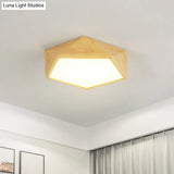 Modern Wood Frame Led Ceiling Light - Beige Warm/White 16.5’/20.5’/24.5’ Wide