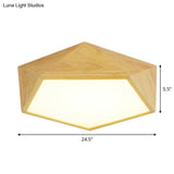 Modern Wood Frame Led Ceiling Light - Beige Warm/White 16.5’/20.5’/24.5’ Wide