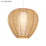 Modern Wood Hanging Pendant Lamp - Rope Drum/Teardrop Design For Living Room
