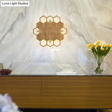 Modern Wood Honeycomb Led Wall Sconce - Warm Light For Balcony Child Bedroom & More