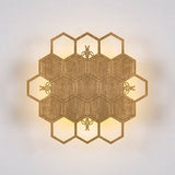 Modern Wood Honeycomb Led Wall Sconce - Warm Light For Balcony Child Bedroom & More Antique Brass