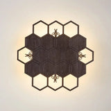 Modern Wood Honeycomb Led Wall Sconce - Warm Light For Balcony Child Bedroom & More Dark