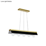 Modern Wood Island Billiard Light With Black/White Shade - 3 Or 5 Lights For Restaurant