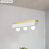 Modern Wood Island Billiard Light With Black/White Shade - 3 Or 5 Lights For Restaurant