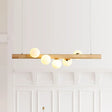 Modern Wood Island Light With Spherical Shade - Opal Glass Ceiling Lamp (5/7 Lights) For Dining Room