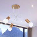 Modern Wood Semi Flush Mount Ceiling Light With Twisted Design For Bedroom 3 /