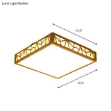 Modern Wood Square Box Ceiling Lamp With Warm/White Led And Stepless Dimming - Ideal For Studying