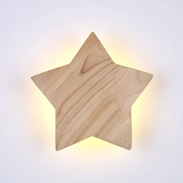 Modern Wood Star Led Wall Sconce - Stylish Contemporary Living Room Lighting