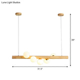 Modern Wood Stick Pendant Light Kit For Dining Room Island - 5 Head Beige Lighting