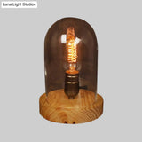 Modern Wood Table Lamp With Clear Glass Shade - Sleek Desk Light