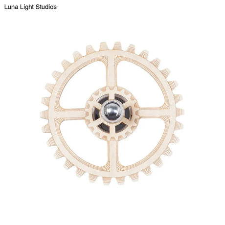Modern Wood Wall Mounted Lamp | Gear Sconce Light Fixture