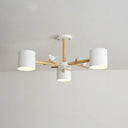 Modern Wooden Branch Flush Chandelier With Ball Cream Glass Shades - Nordic Design 3/6/8 Heads White