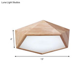 Modern Wooden Geometric Led Flush Mount Ceiling Lamp 15’/19’ Wide