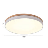 Modern Wooden Led Ceiling Lamp - Wide White Round Flush Mount Single Light For Living Room
