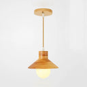Modern Wooden Pendant Light In Beige For Kid’s Room - Coolie Shade Hanging With Linear/Round