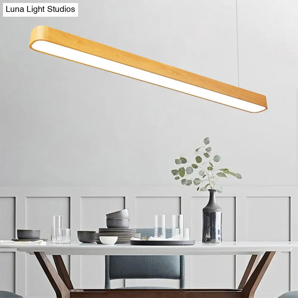 Modern Led Oval Pendant Light - Wood Deep Grain/Light Grain White/Warm/Natural 4/8/12 Wide / 4 White