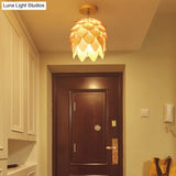 Modern Wooden Square/Trumpet/Pineapple Semi - Flush Ceiling Light - 1 Indoor Mount
