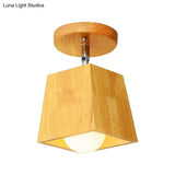Modern Wooden Square/Trumpet/Pineapple Semi - Flush Ceiling Light - 1 Indoor Mount
