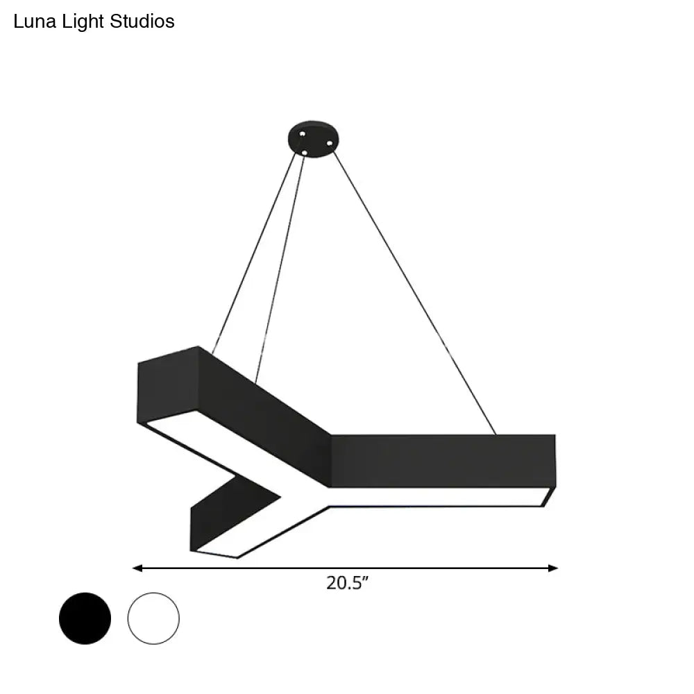 Modern Y-Shaped Gymnasium Led Ceiling Lamp In Black/White 3 Sizes Available