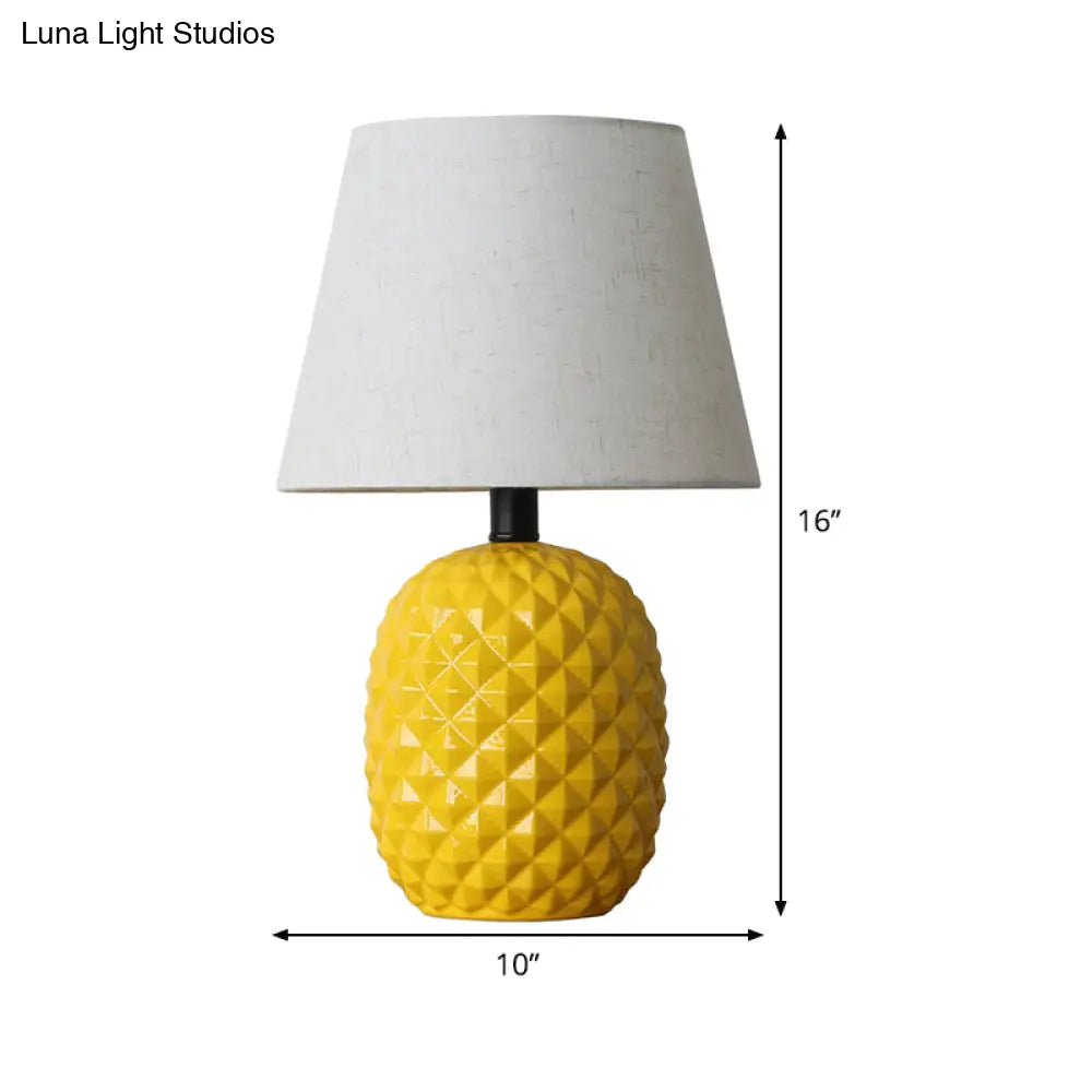 Modern Yellow Desk Lamp With Flare Fabric Shade - Small Living Room Table Light