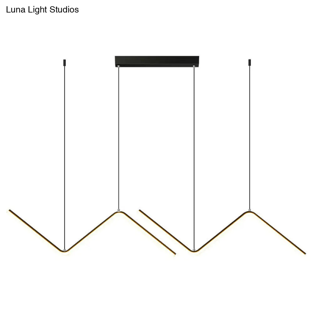 Modern Z-Shaped Led Pendant Light For Restaurants - Minimalist Aluminum Fixture