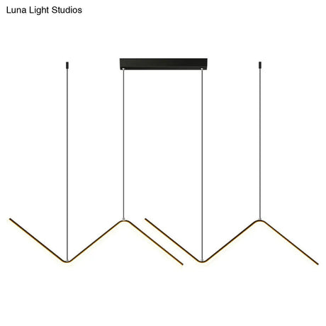 Modern Z-Shaped Led Pendant Light For Restaurants - Minimalist Aluminum Fixture